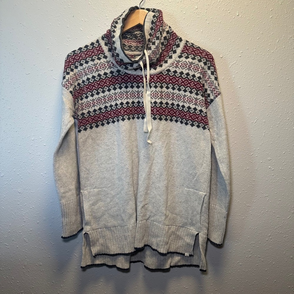 VTG Eddie Bauer Size M Turtle Neck Sweater Nordic Faire Isle Wool Blend Pullover